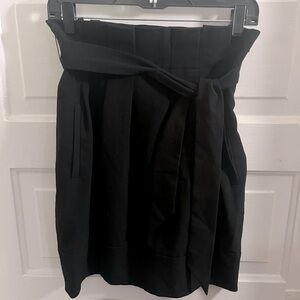 BCBG MaxAzria Sz 0 High Waisted Black Paper Bag Tie Short Skirt